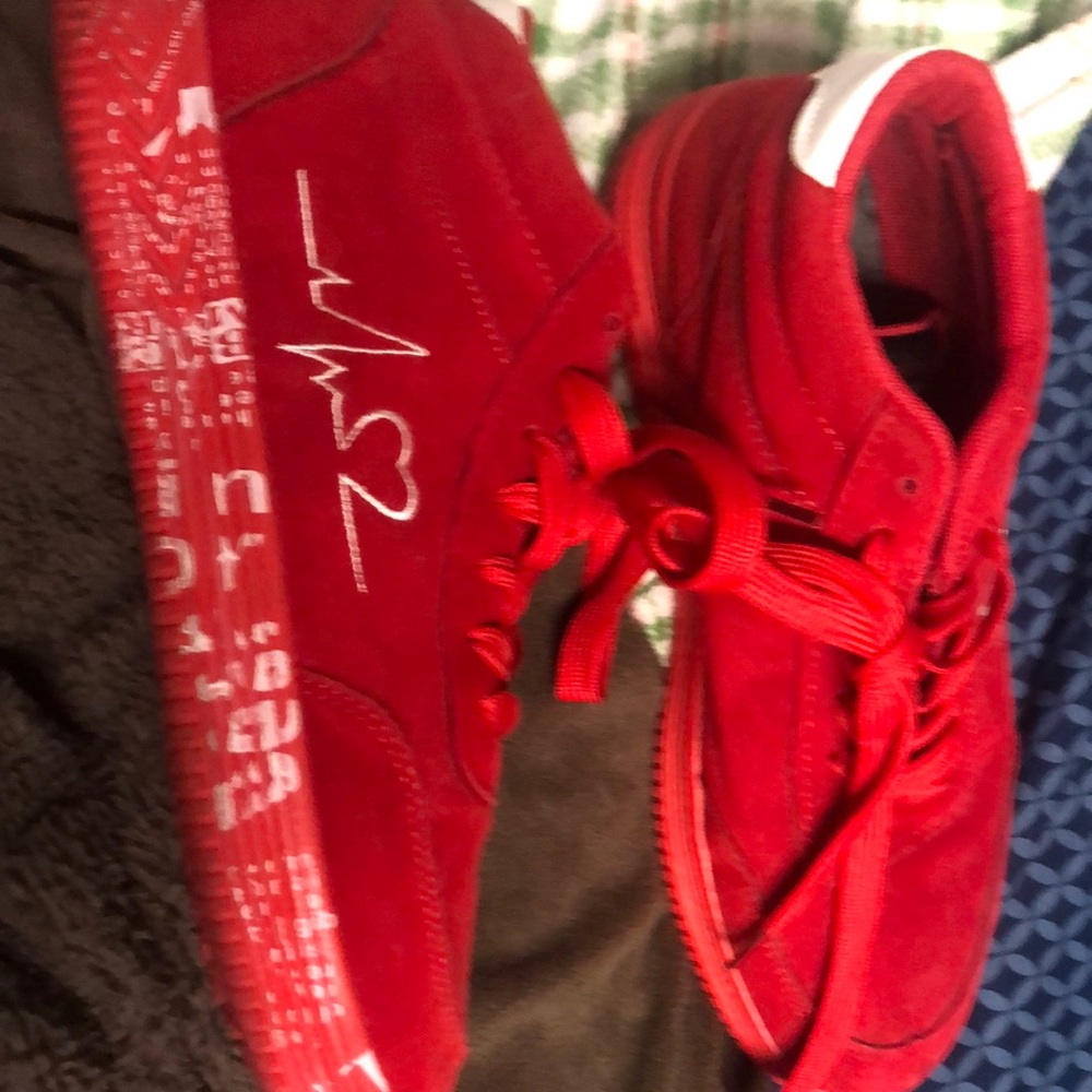 Red Sneakers with White Accents
